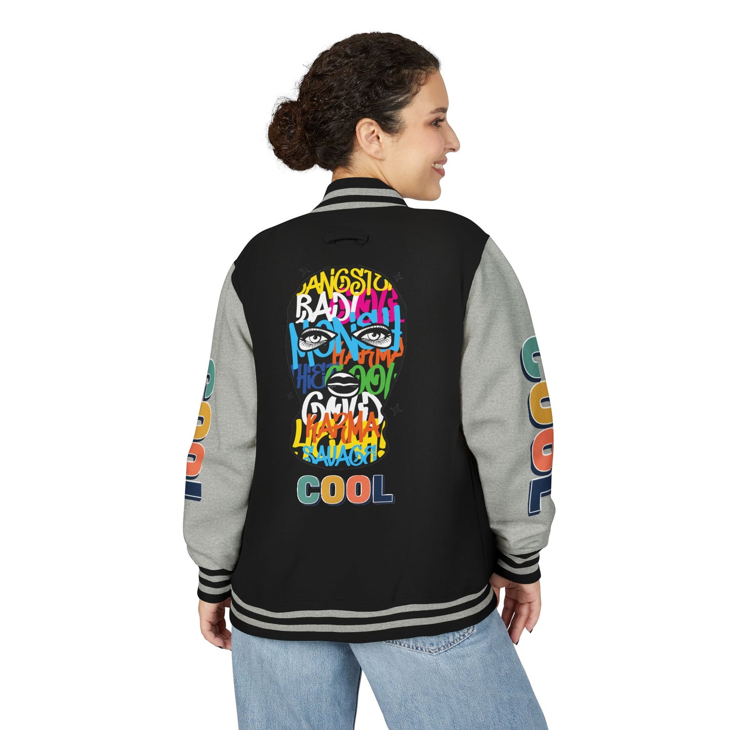 Letterman Jacket — Colorful Graffiti Skull "Cool" Varsity Jacket