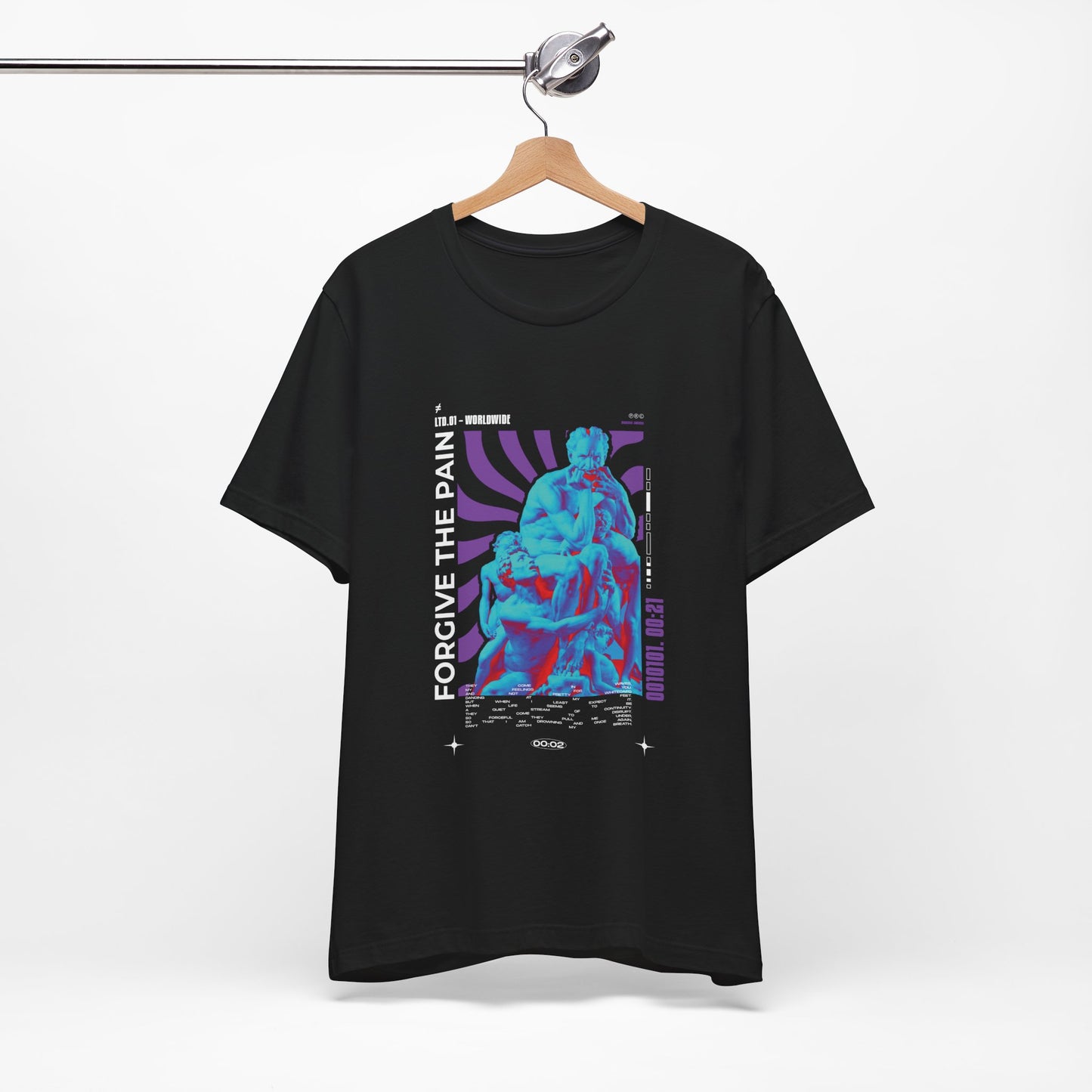 Retro Vaporwave Statue Tee — Binary '0010101. 00:21' Graphic T-Shirt