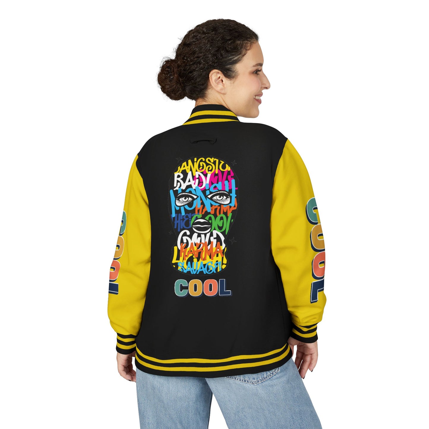 Letterman Jacket — Colorful Graffiti Skull "Cool" Varsity Jacket