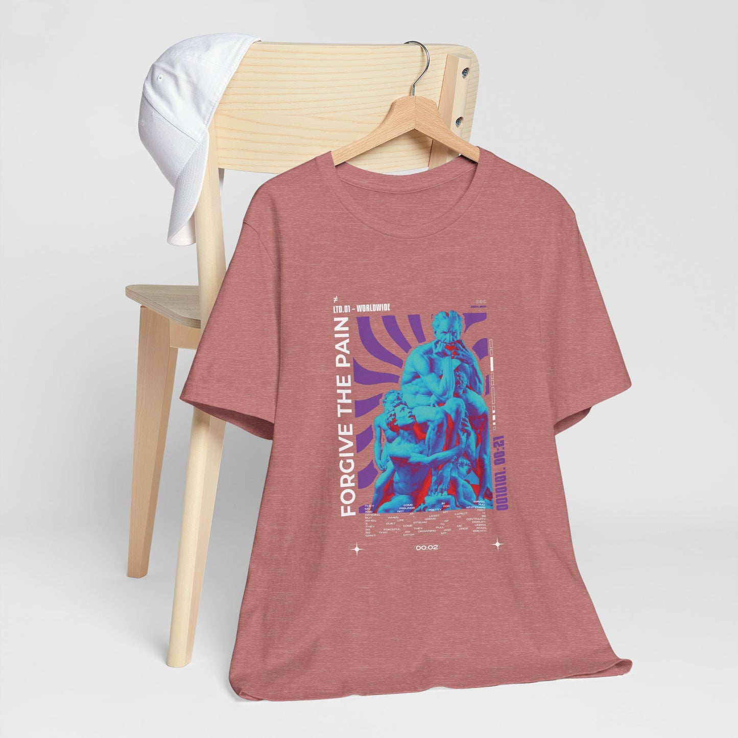 Retro Vaporwave Statue Tee — Binary '0010101. 00:21' Graphic T-Shirt
