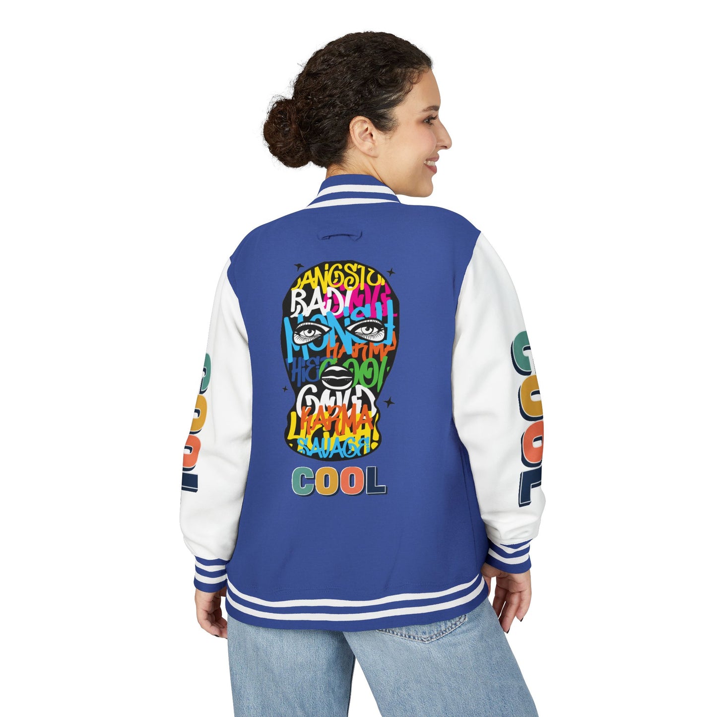 Letterman Jacket — Colorful Graffiti Skull "Cool" Varsity Jacket
