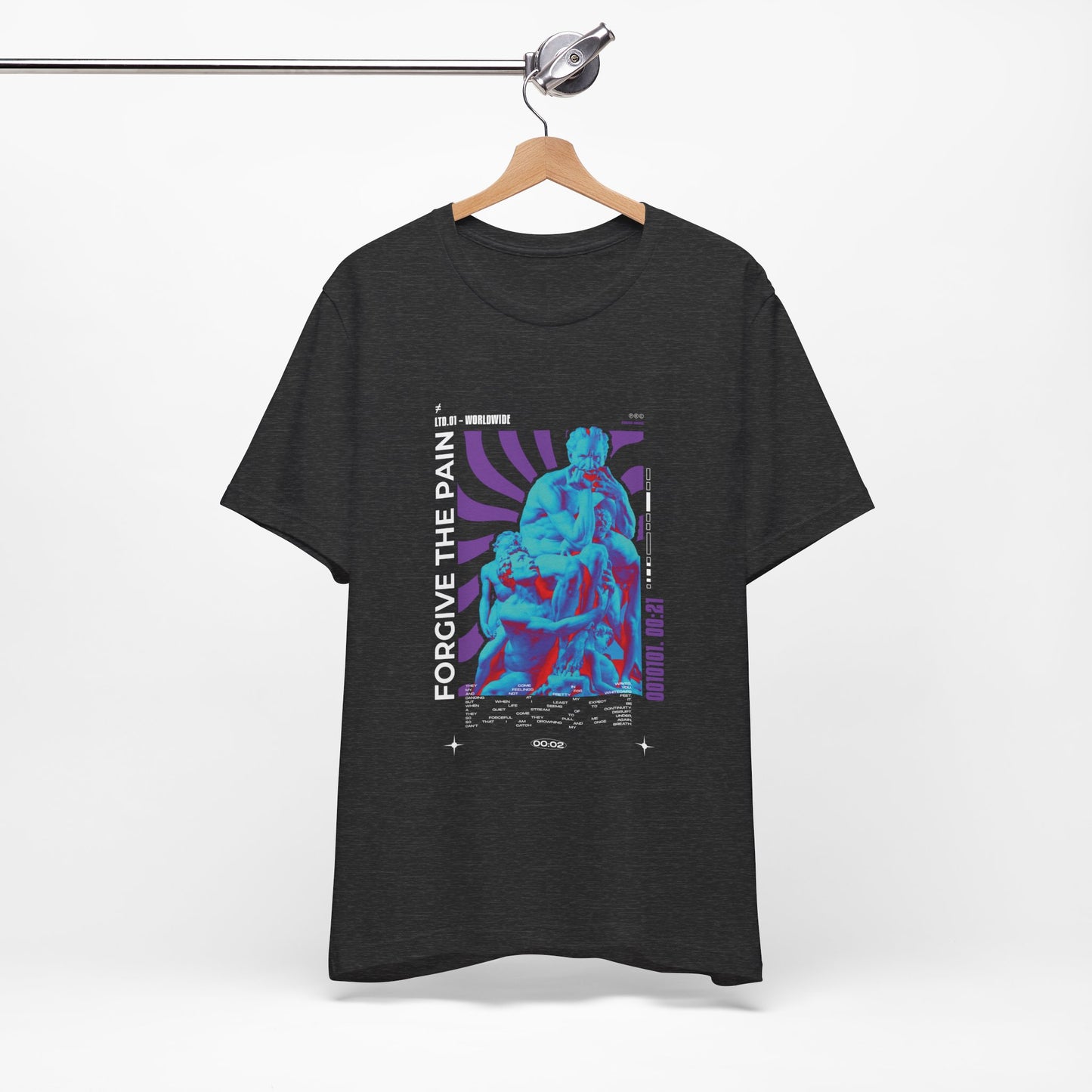 Retro Vaporwave Statue Tee — Binary '0010101. 00:21' Graphic T-Shirt