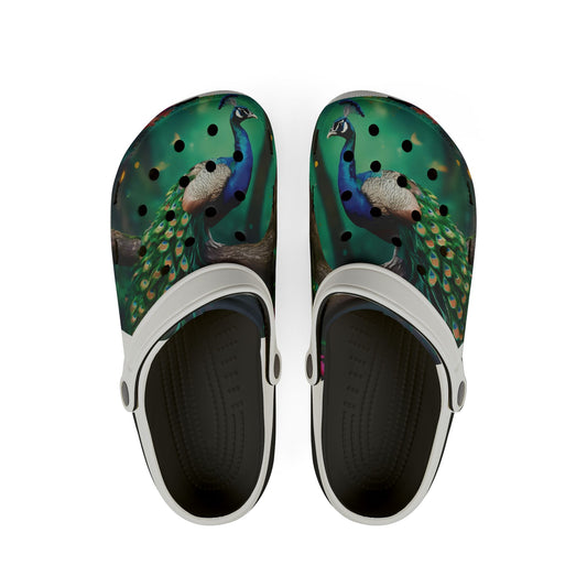 Peacock Print EVA Foam Clogs — Lightweight Garden & Beach Slip-Ons