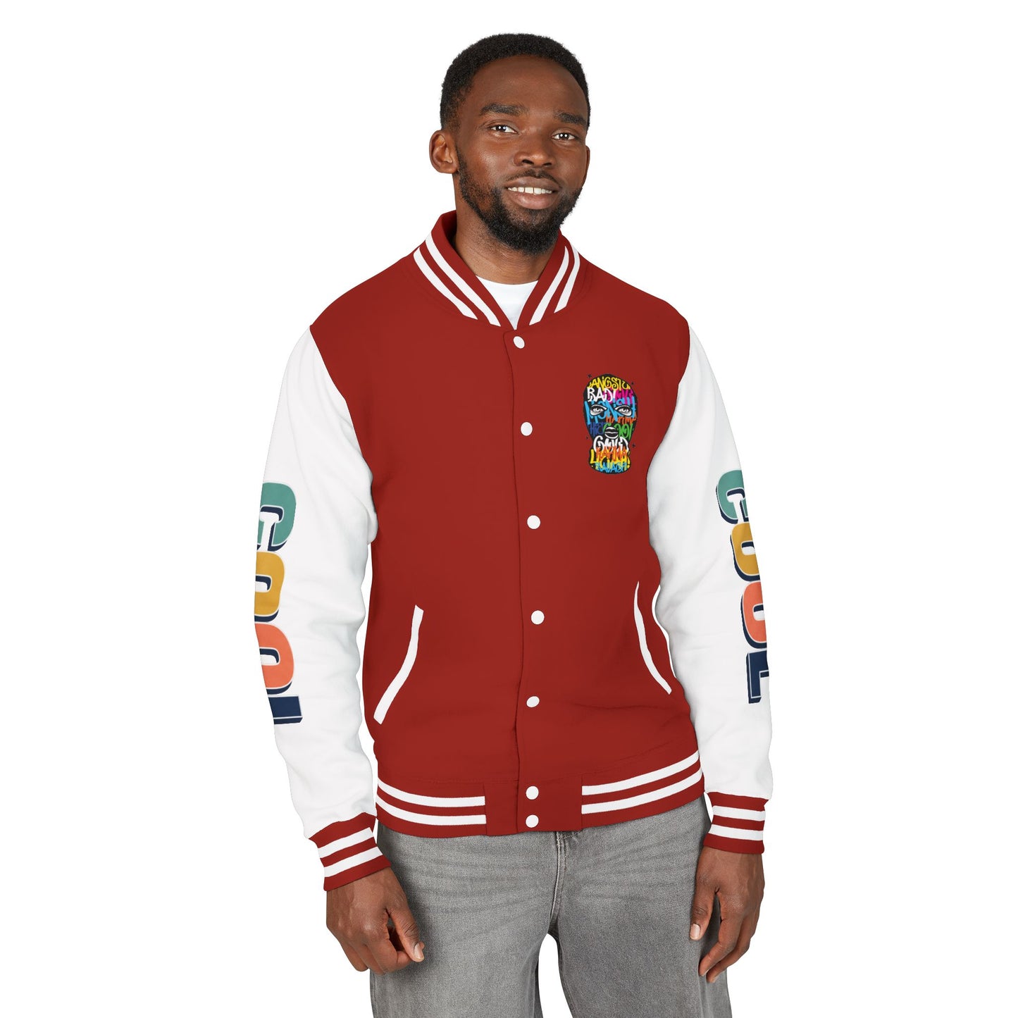 Letterman Jacket — Colorful Graffiti Skull "Cool" Varsity Jacket