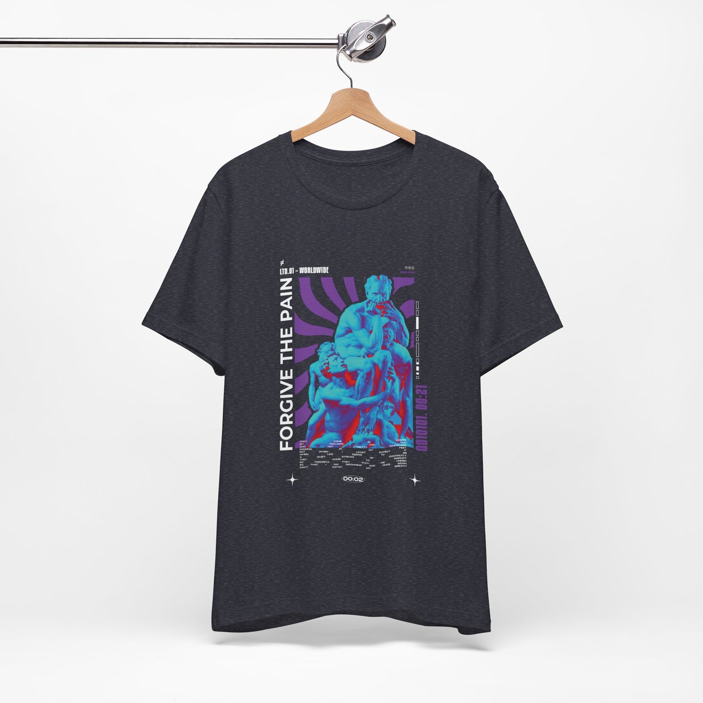 Retro Vaporwave Statue Tee — Binary '0010101. 00:21' Graphic T-Shirt