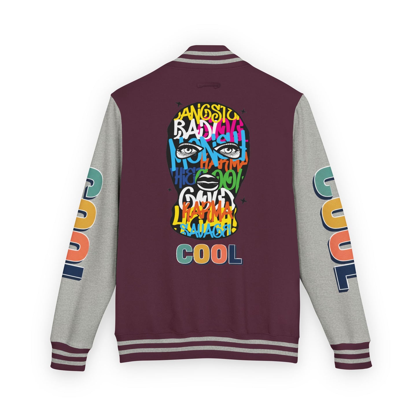 Letterman Jacket — Colorful Graffiti Skull "Cool" Varsity Jacket