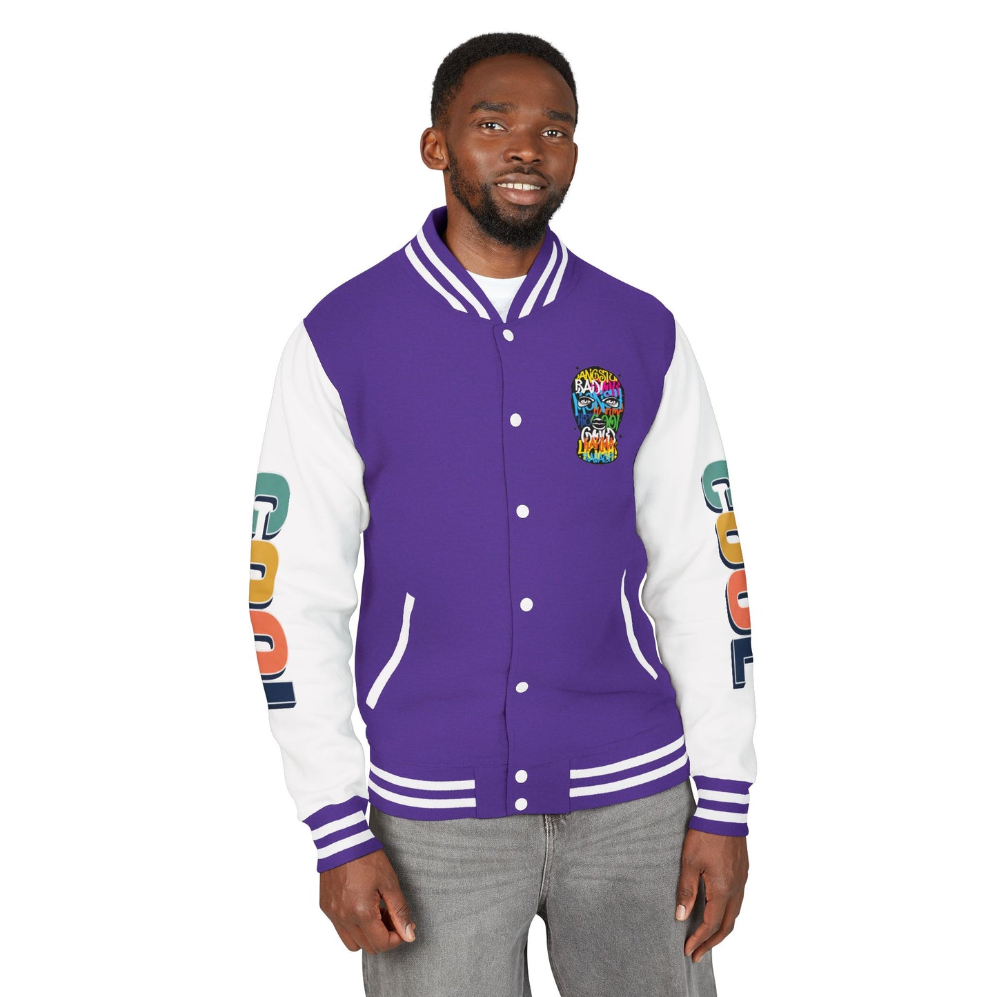 Letterman Jacket — Colorful Graffiti Skull "Cool" Varsity Jacket