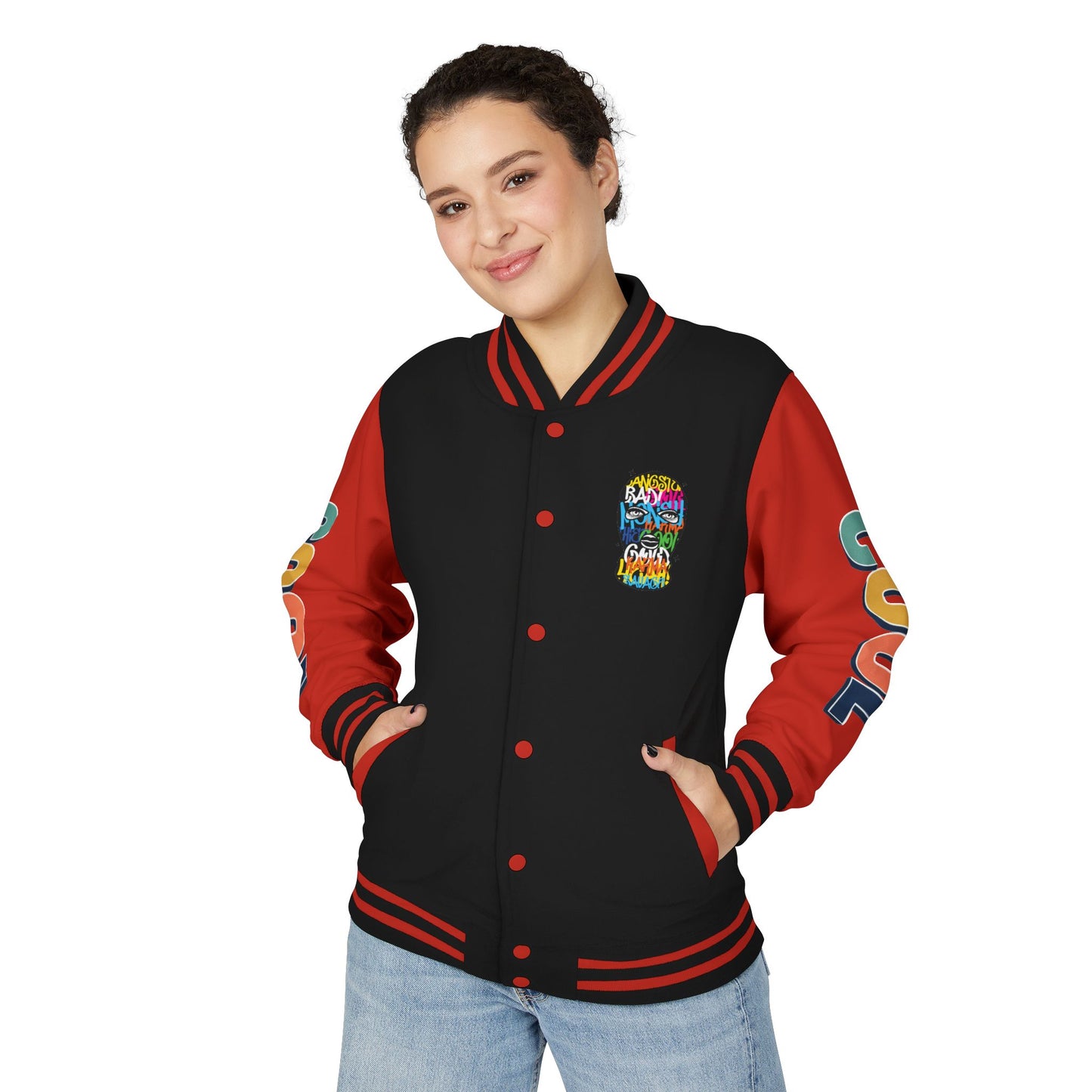 Letterman Jacket — Colorful Graffiti Skull "Cool" Varsity Jacket