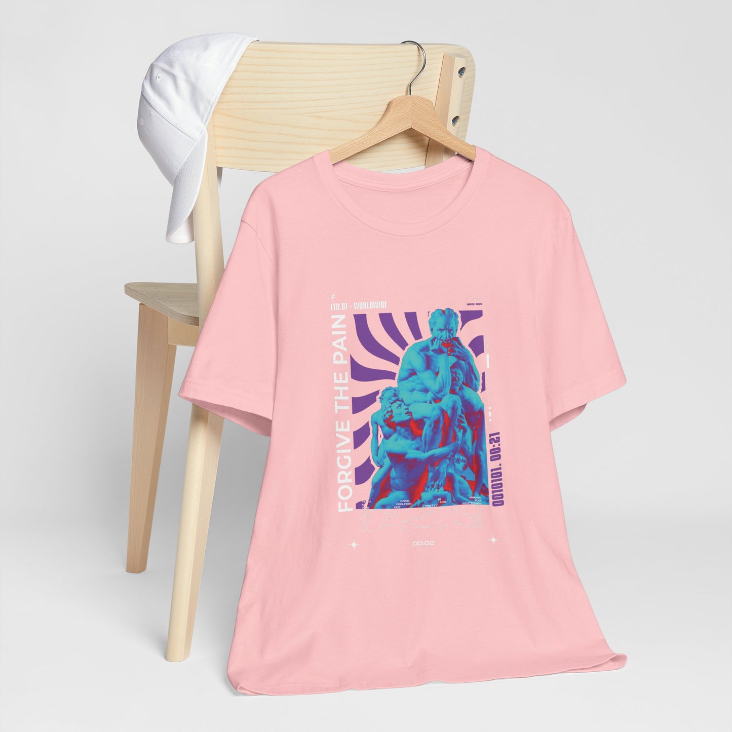 Retro Vaporwave Statue Tee — Binary '0010101. 00:21' Graphic T-Shirt