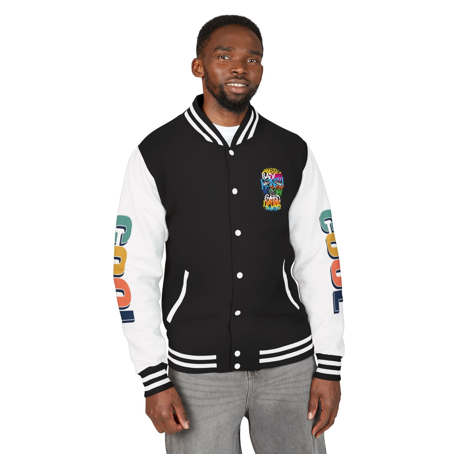 Letterman Jacket — Colorful Graffiti Skull "Cool" Varsity Jacket