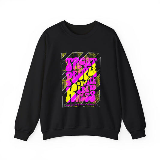 Crewneck Sweatshirt - "Treat People With Kindness" Retro Psychedelic Graphic