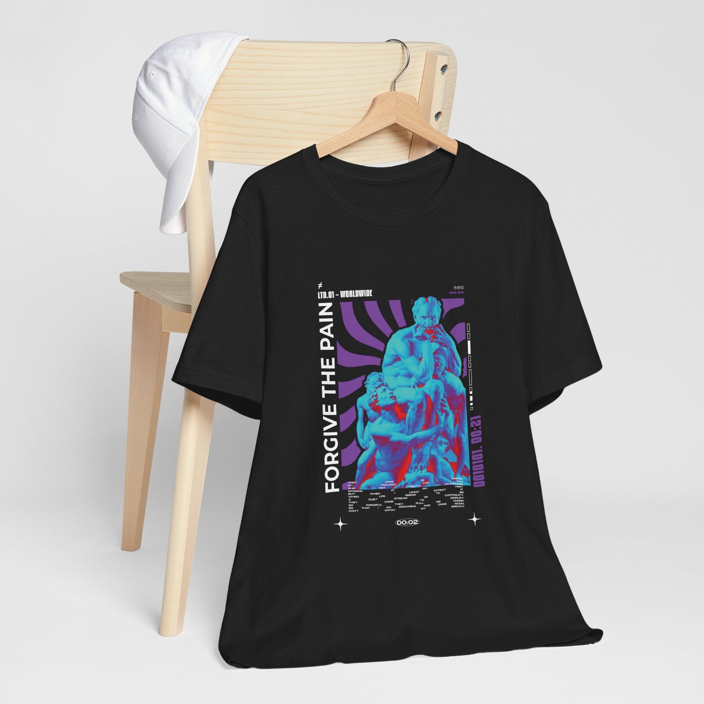 Retro Vaporwave Statue Tee — Binary '0010101. 00:21' Graphic T-Shirt