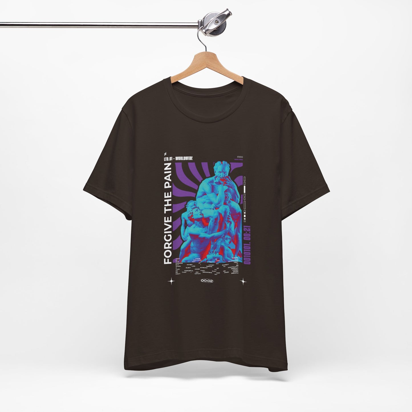 Retro Vaporwave Statue Tee — Binary '0010101. 00:21' Graphic T-Shirt