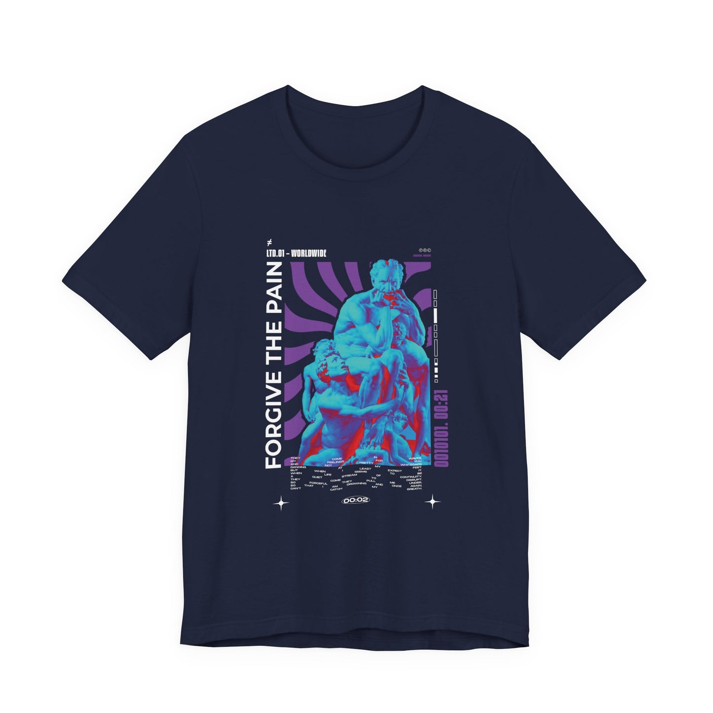 Retro Vaporwave Statue Tee — Binary '0010101. 00:21' Graphic T-Shirt