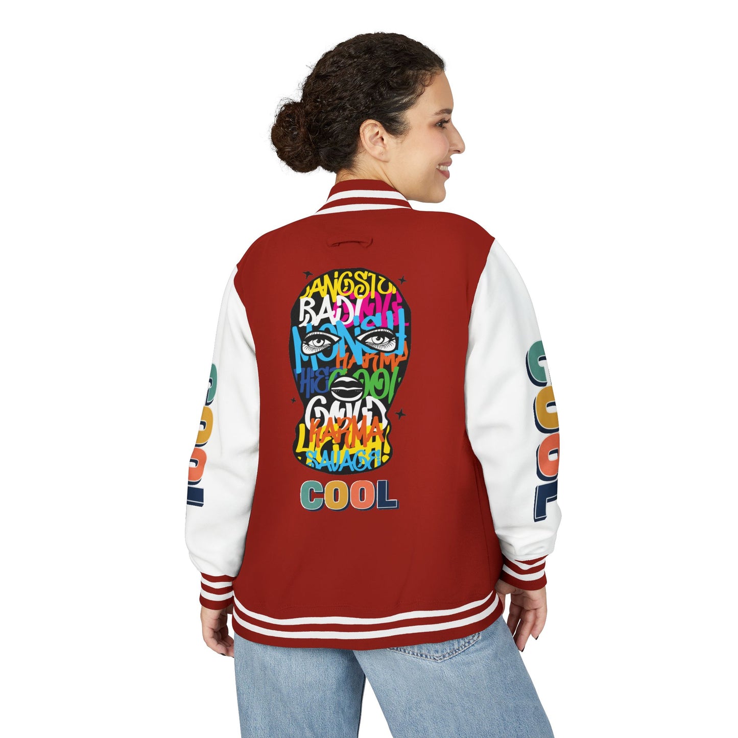 Letterman Jacket — Colorful Graffiti Skull "Cool" Varsity Jacket