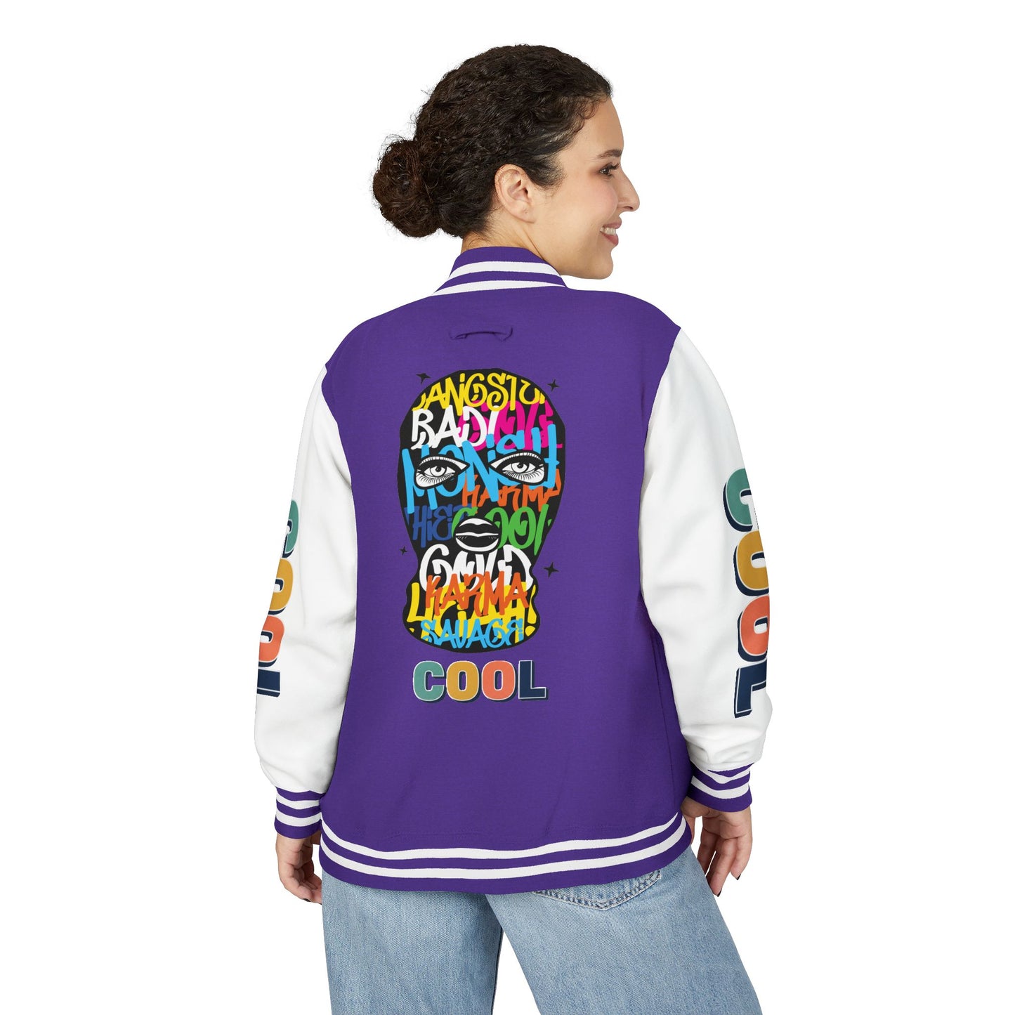 Letterman Jacket — Colorful Graffiti Skull "Cool" Varsity Jacket