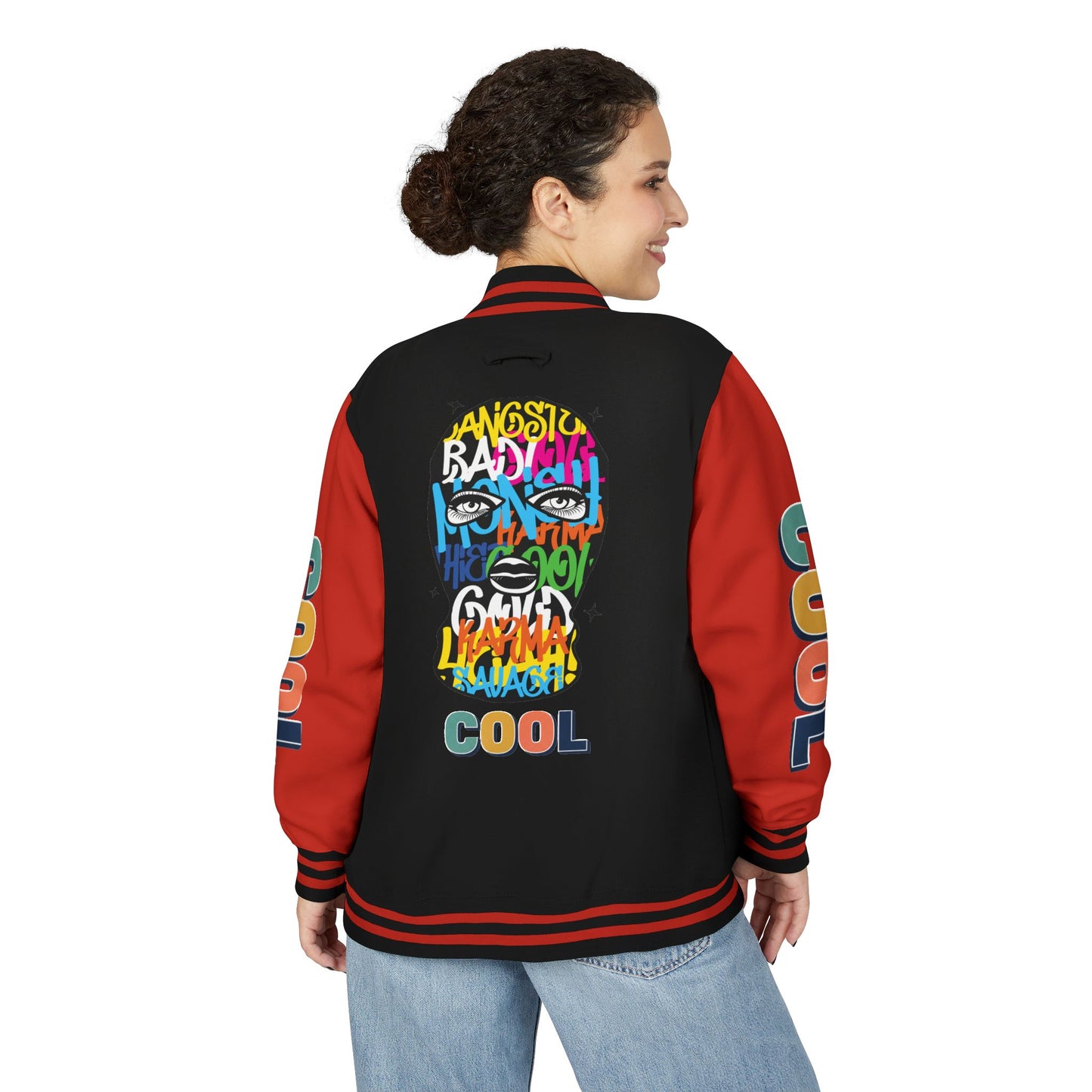Letterman Jacket — Colorful Graffiti Skull "Cool" Varsity Jacket