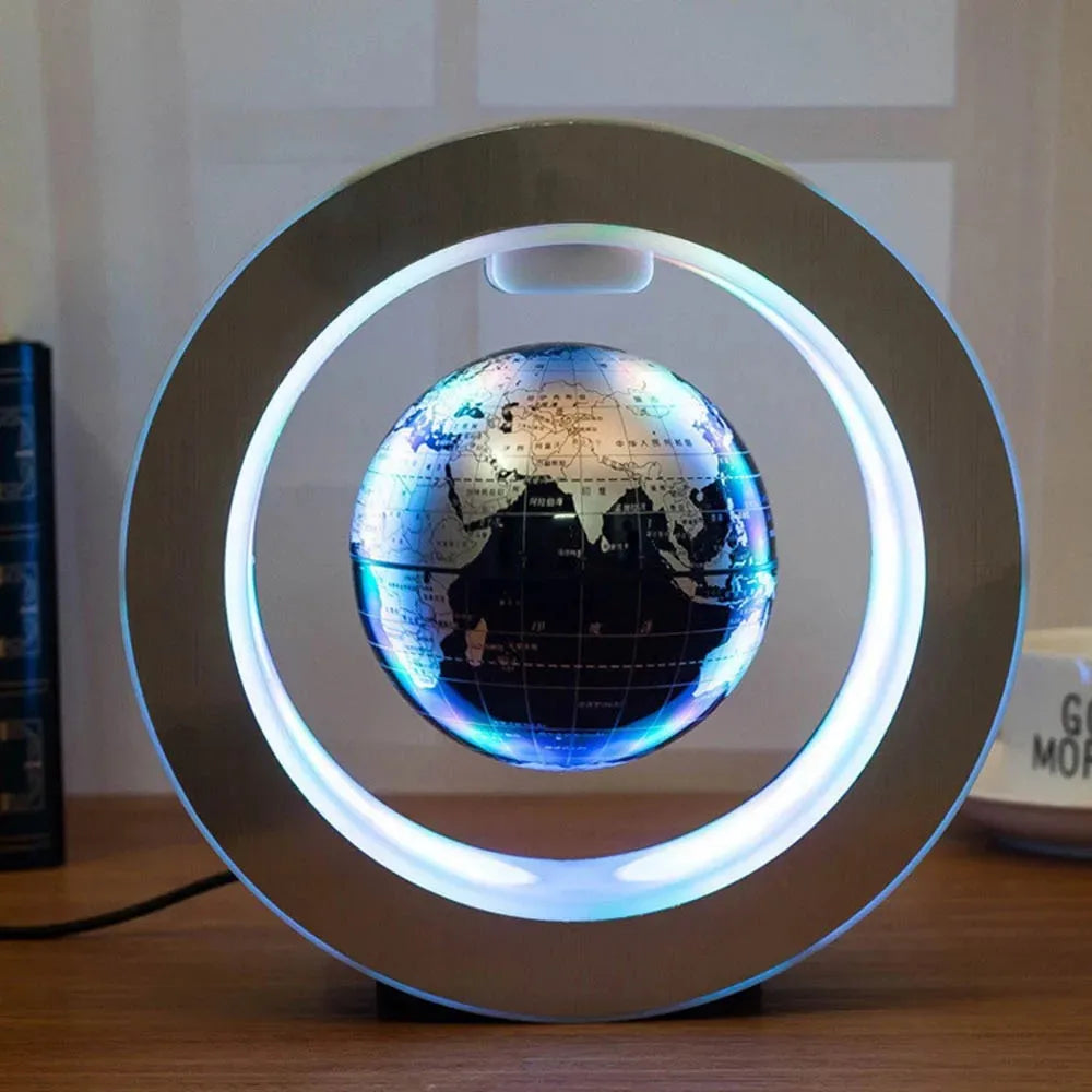 Floating Globe Levitating World Map Rotating Ornament LED Lamp