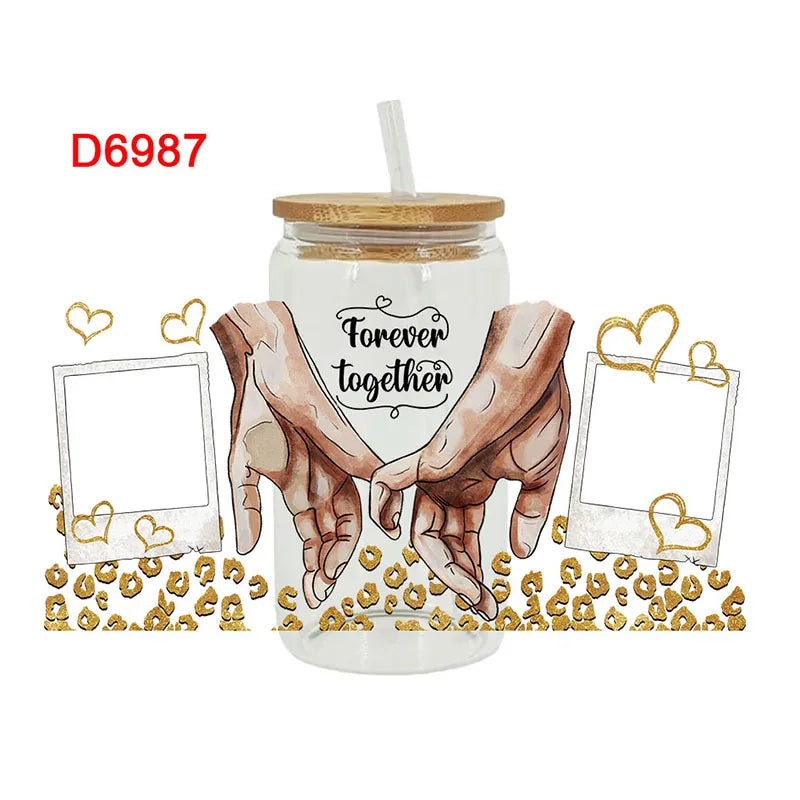 UV DTF Stickers Boos Lady Coffee Printed For 16oz Libbey Glasses Wraps D6987