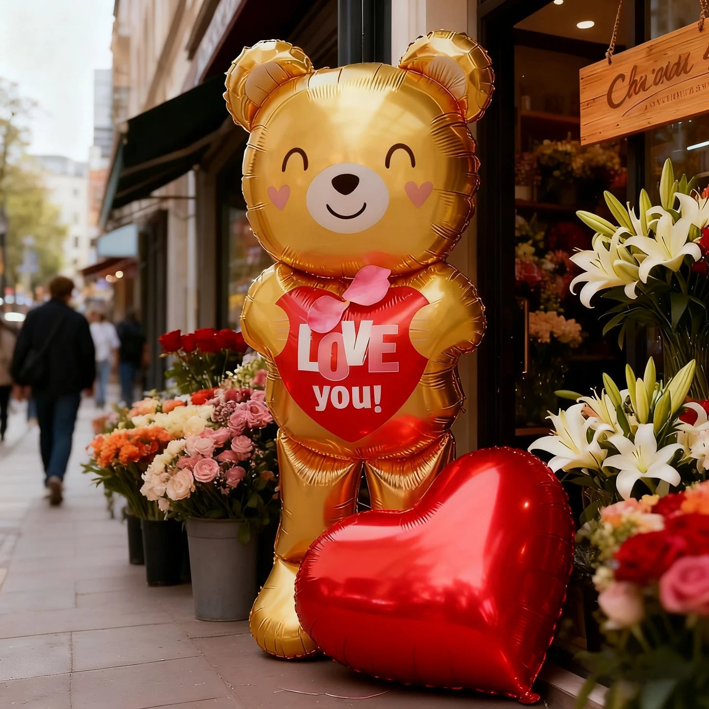 Love Bear Balloon with 32 inch Love Aluminum Film Decoration
