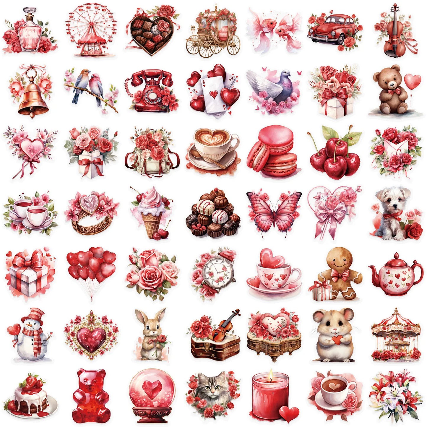 50 PCS Transparent Cartoon Confession Gift Sticker Pack Waterproof