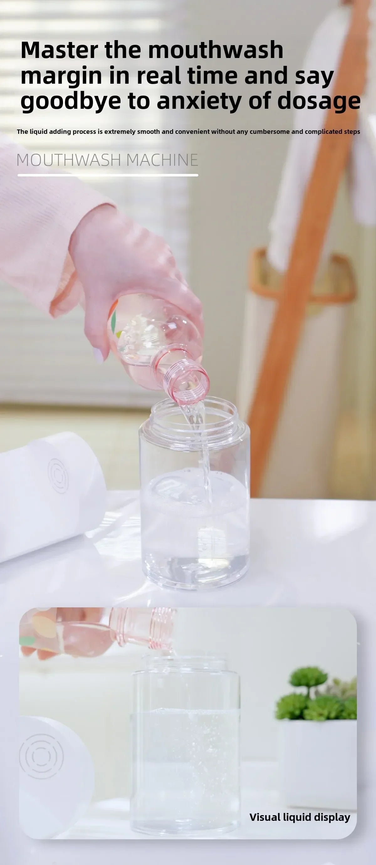 Smart 600ml Mouthwash Dispenser with Magnetic Induction,Wall  Mounted, 4  Gear Liquid Control, Auto  Cleaning