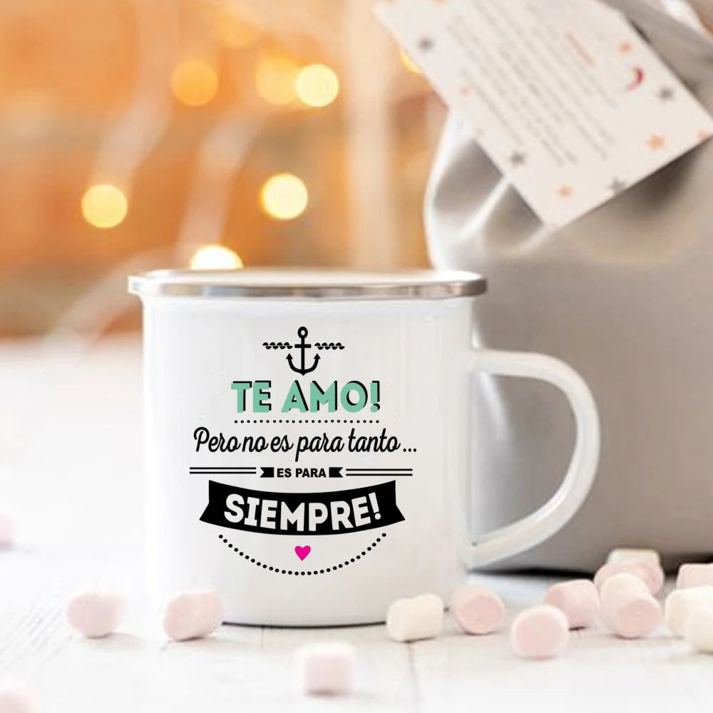 Mugs Drinkware Cups Valentine's Day Present Enamel Mug