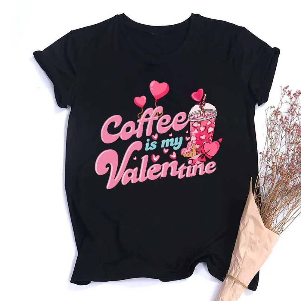 Valentine Print Female Short Sleeve T-shirt Lover Holiday Girls Tops T Shirt