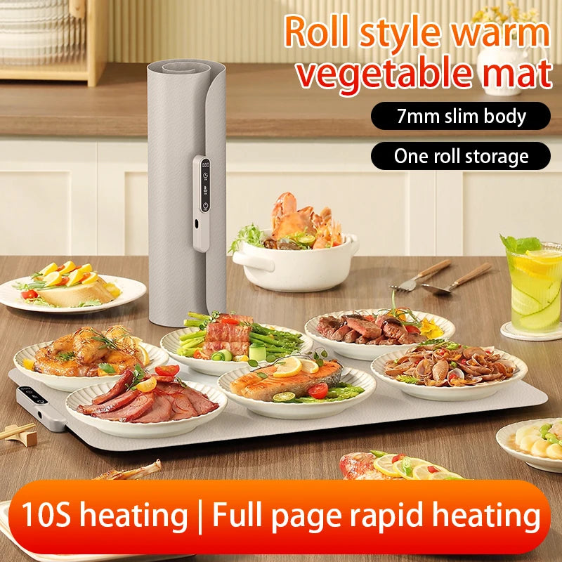 Mat Electric Warming Tray Food Warming Board Plate Foldable Portable Smart Food Fast Heating