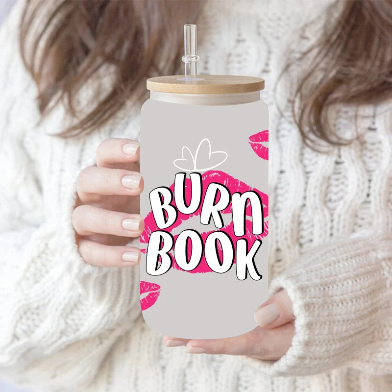 UV DTF Stickers Boos Lady Coffee Printed For 16oz Libbey Glasses Wraps D6987