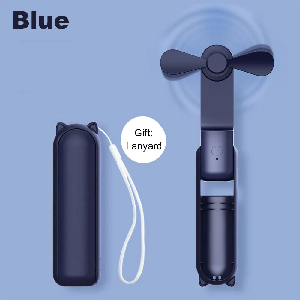 Portable Fan Super Mini Handheld Fan USB Rechargeable Fan Foldable
