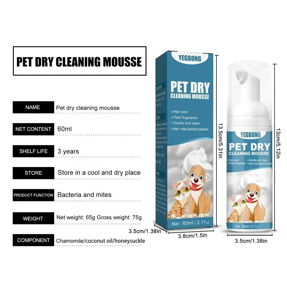 Waterless Cat Dog Shampoo No Rinse Dogs Cats Cleaning Mousse Odor Eliminator