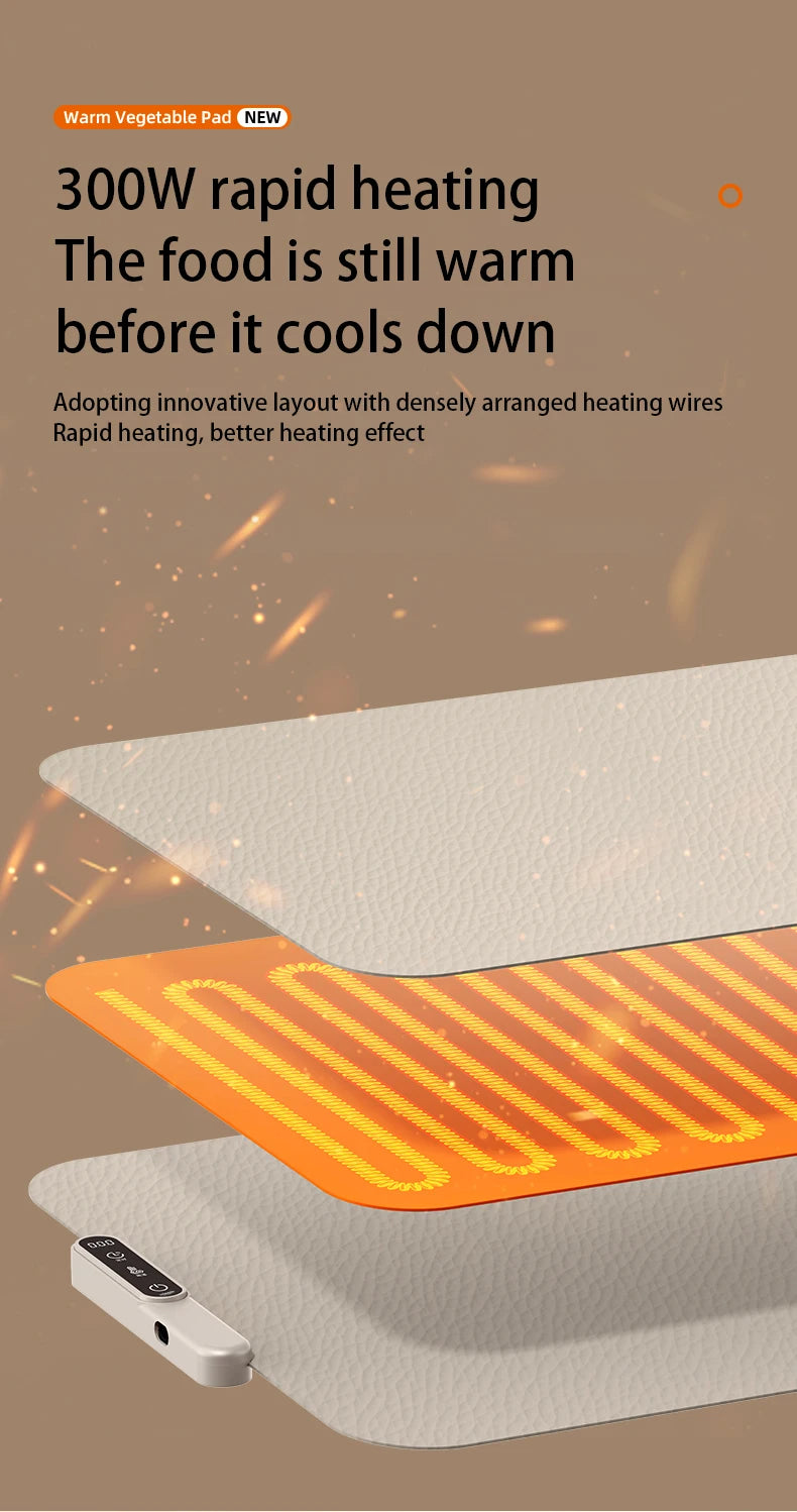 Mat Electric Warming Tray Food Warming Board Plate Foldable Portable Smart Food Fast Heating