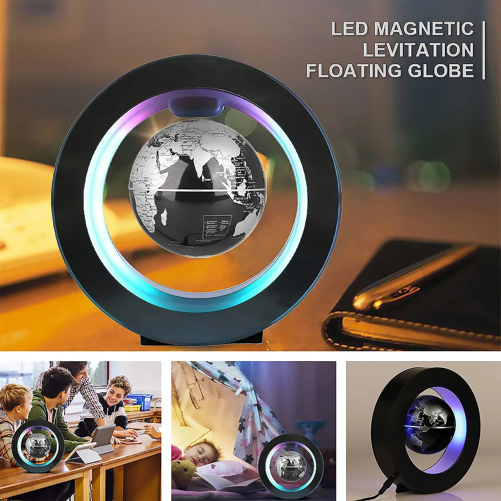 Floating Globe Levitating World Map Rotating Ornament LED Lamp