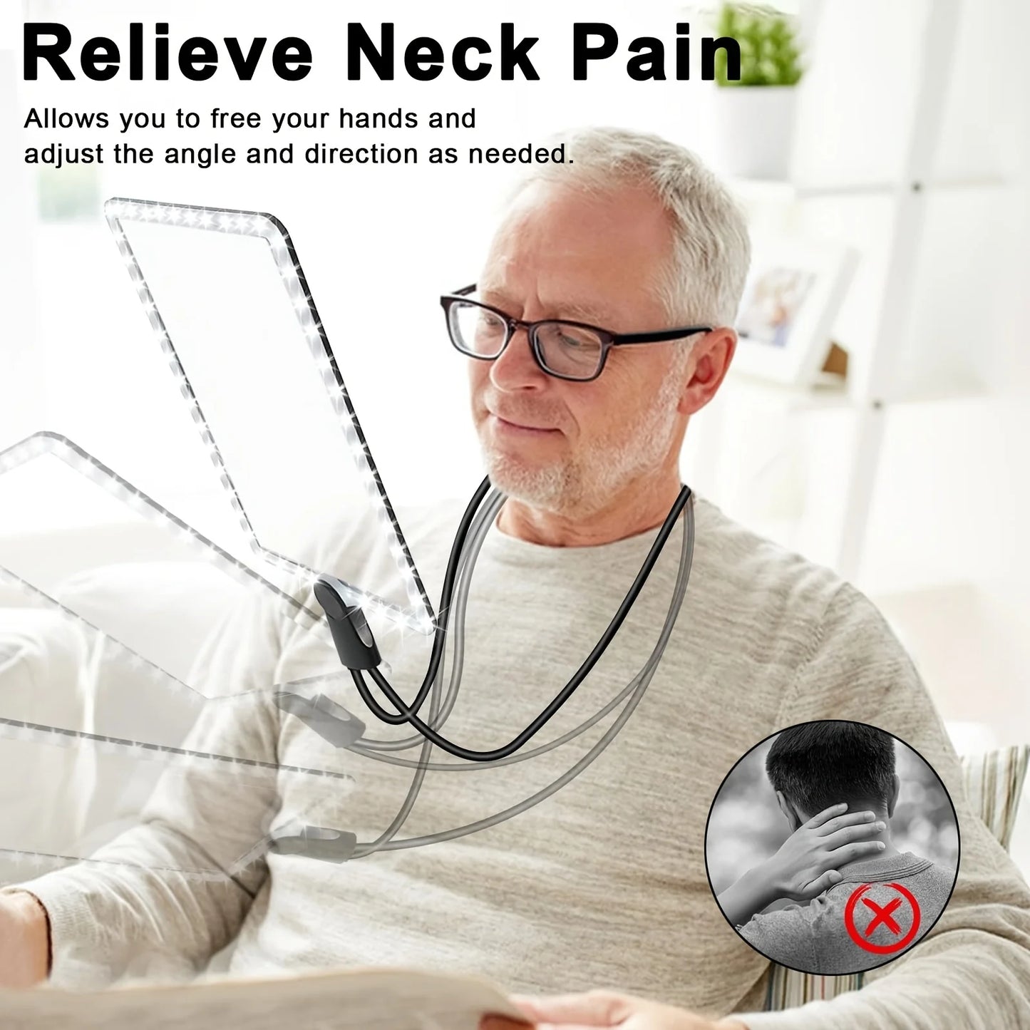 Large 10X Rechargeable Magnifying Glass with LED - Full Page for Reading