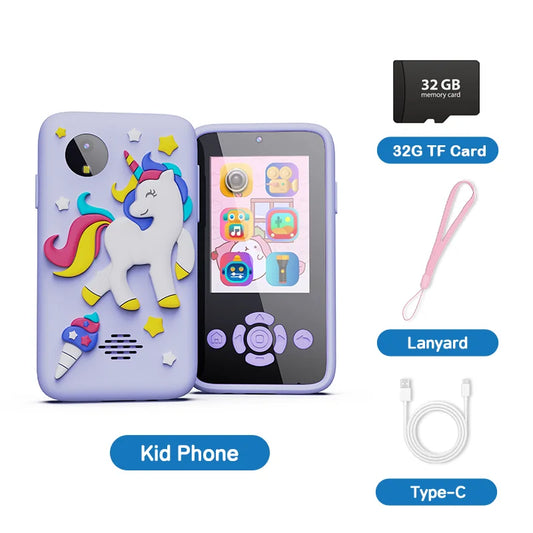 Kids Phone 32G MP3 Music Player with Puzzle Games Toddler Learning Toy Camera for Ages 3-12
