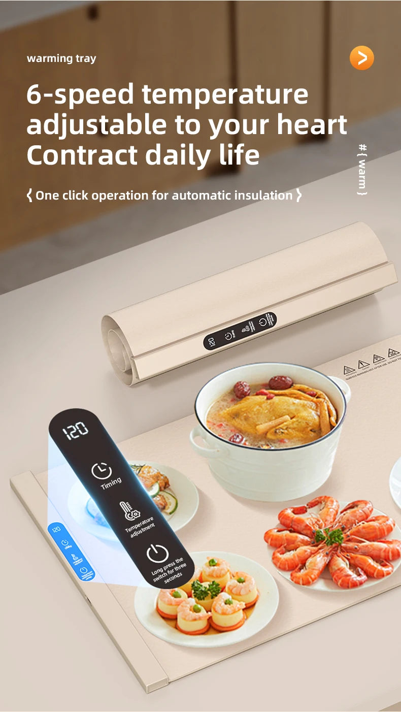 Mat Electric Warming Tray Food Warming Board Plate Foldable Portable Smart Food Fast Heating