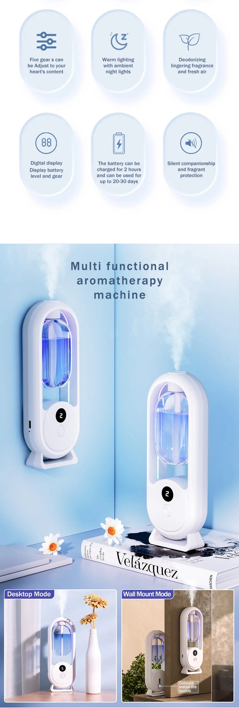 Rechargeable portable aroma diffuser Essential Oil