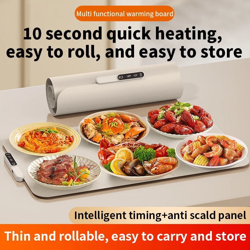 Mat Electric Warming Tray Food Warming Board Plate Foldable Portable Smart Food Fast Heating