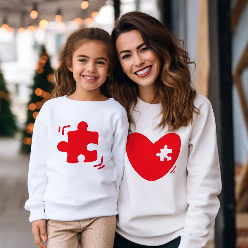 Valentine's Family Matching Outfits Mommy Sweatshirt Kids Crewneck Pullover