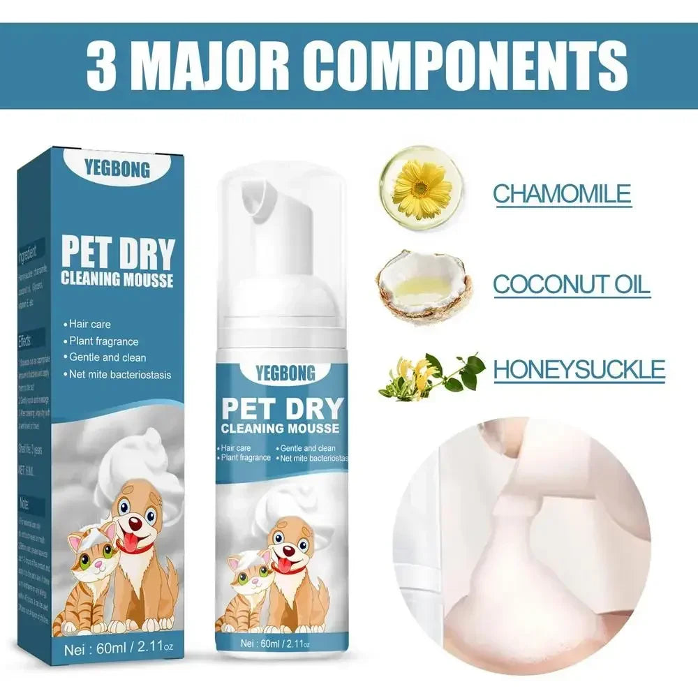 Waterless Cat Dog Shampoo No Rinse Dogs Cats Cleaning Mousse Odor Eliminator