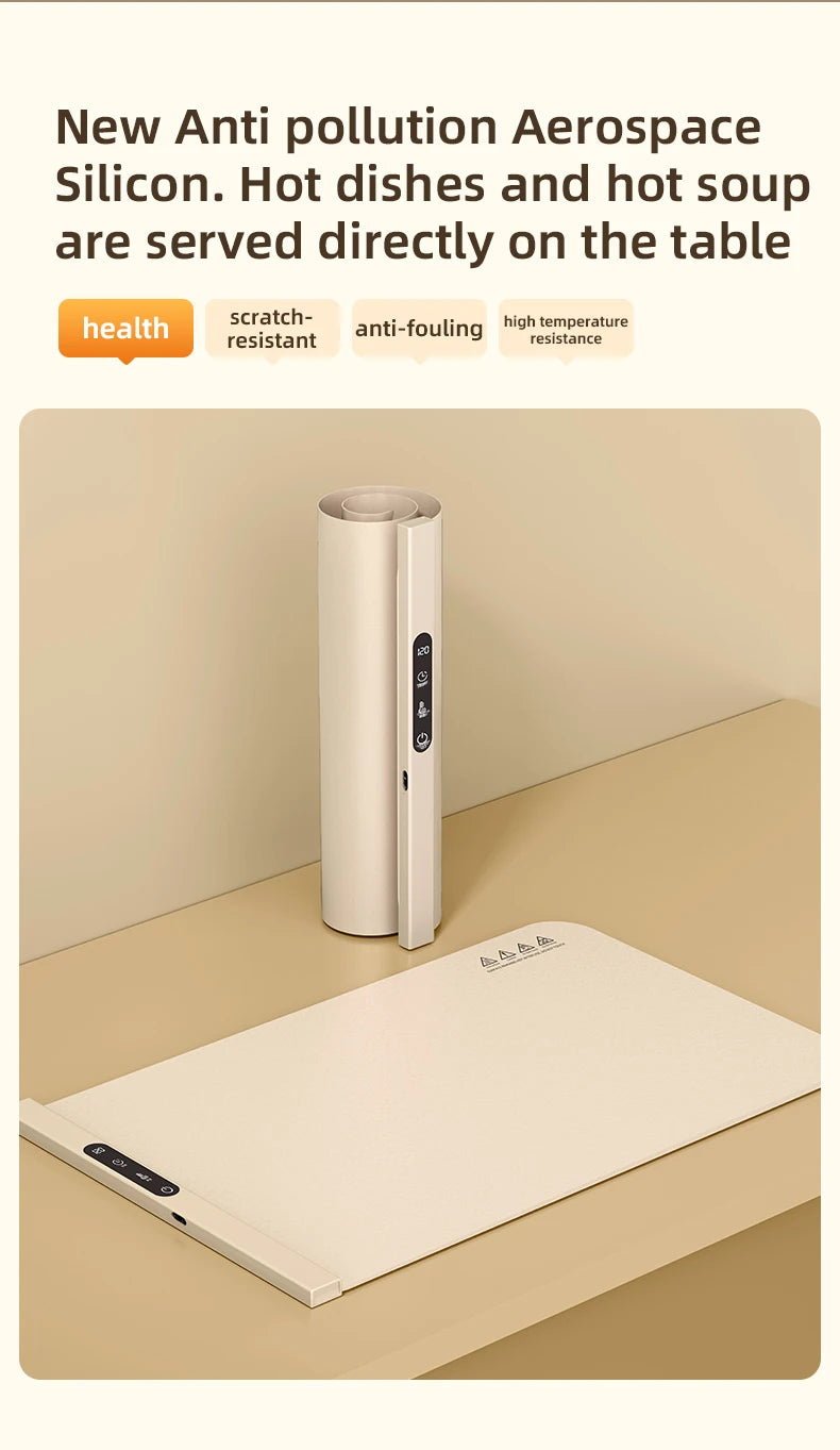 Mat Electric Warming Tray Food Warming Board Plate Foldable Portable Smart Food Fast Heating