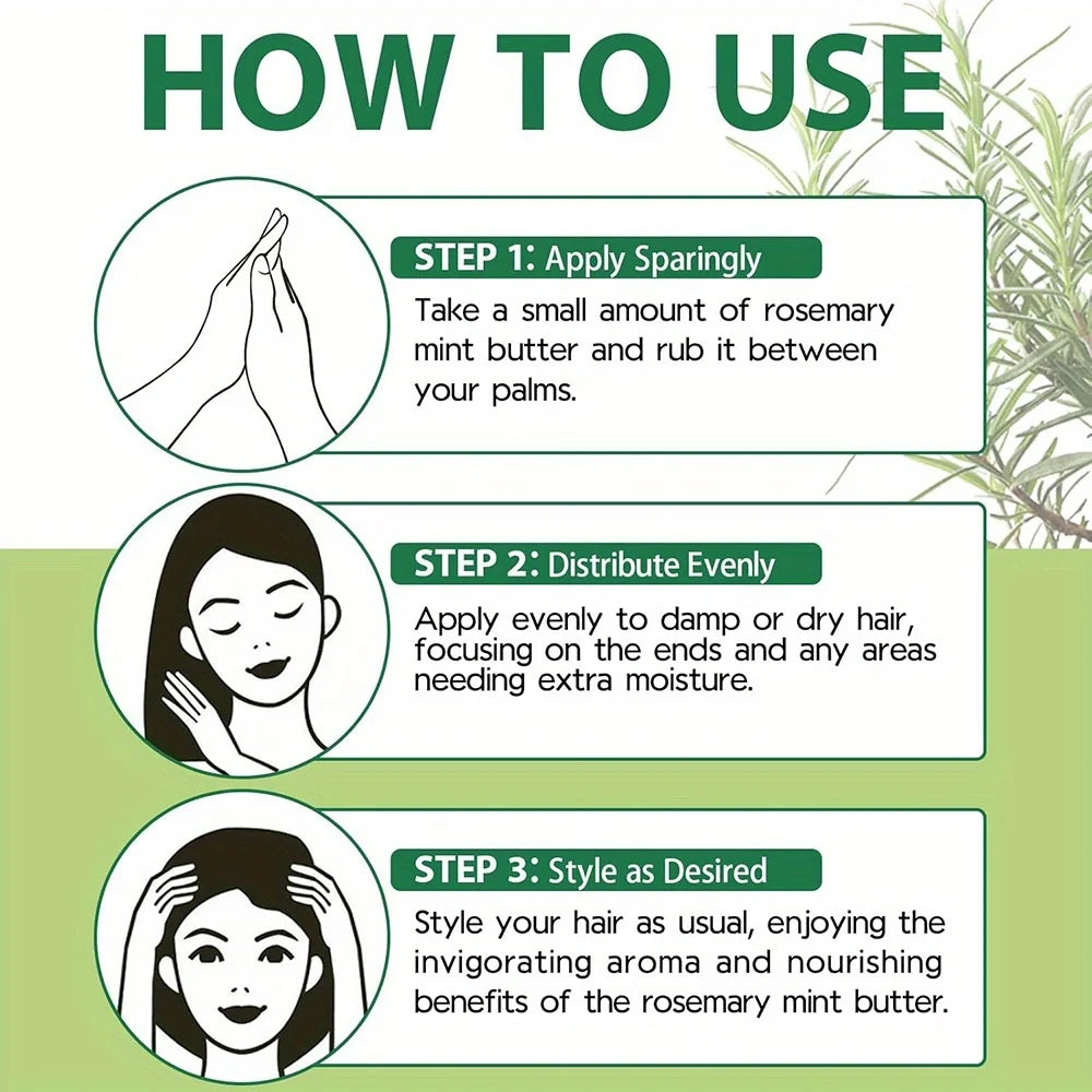Rosemary Mint Hair & Strong Roots Butter - Natural Hair Growth & Damage Repair Treatment