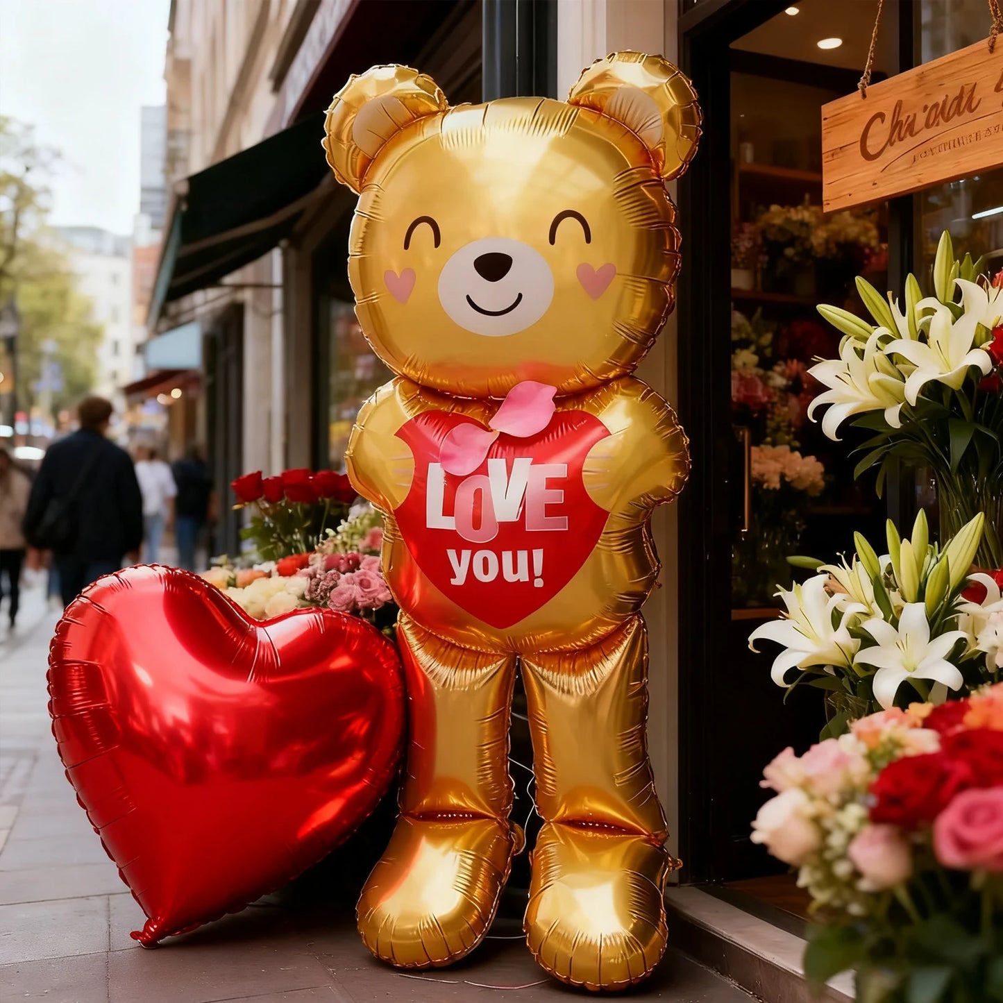 Love Bear Balloon with 32 inch Love Aluminum Film Decoration
