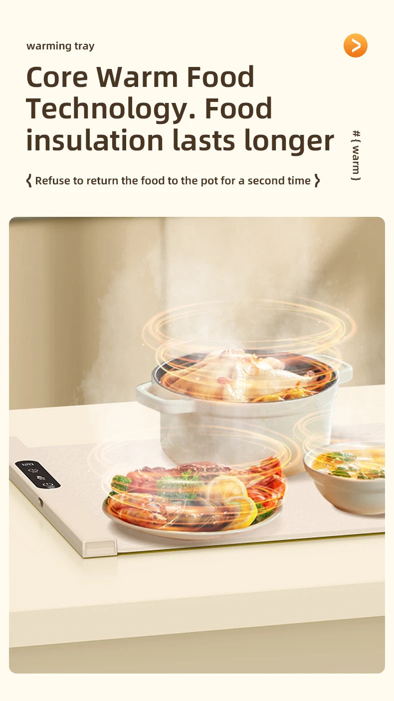 Mat Electric Warming Tray Food Warming Board Plate Foldable Portable Smart Food Fast Heating