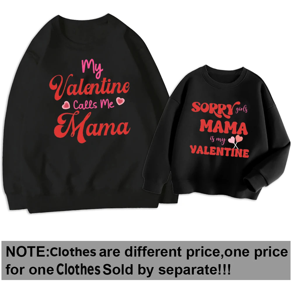 Valentine's Family Matching Outfits Mommy Sweatshirt Kids Crewneck Pullover