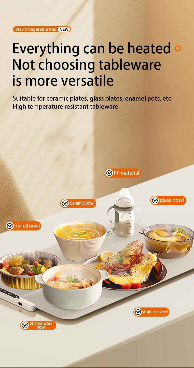 Mat Electric Warming Tray Food Warming Board Plate Foldable Portable Smart Food Fast Heating