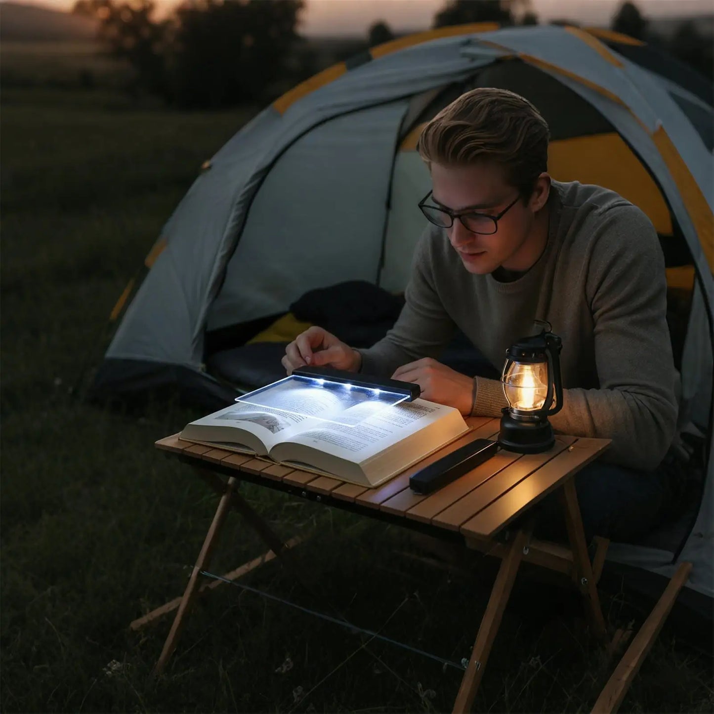 LED Book Reading Light Transparent Page  Bed Desk nighttime reading