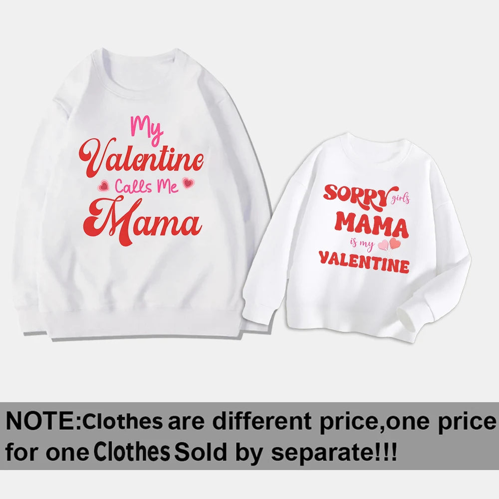 Valentine's Family Matching Outfits Mommy Sweatshirt Kids Crewneck Pullover