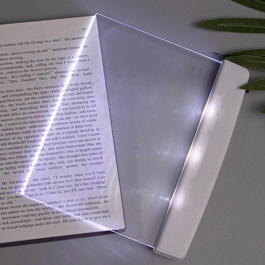 LED Book Reading Light Transparent Page  Bed Desk nighttime reading